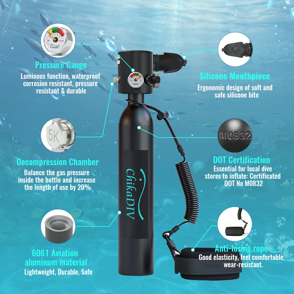 CHIKADIV-mini buceo C300Plus, 0.5L, para fotografía subacuática, recreación subacuática, práctica de snorkelling Regalo de Navidad Unise