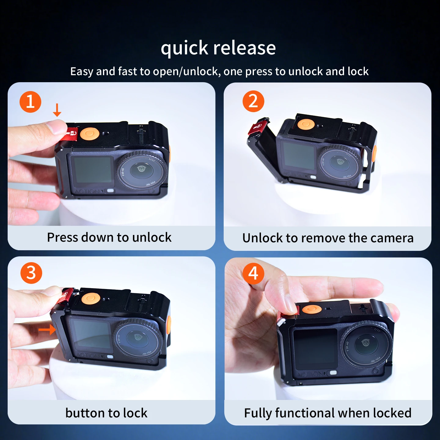 Neues Magnetisches Action6 Käfig-Griff-Set für DJI Osmo Action 6 Kamera Schnellverschluss Horizontal Vertikal Halterung Stativ Selfie-Stick – Detail 31