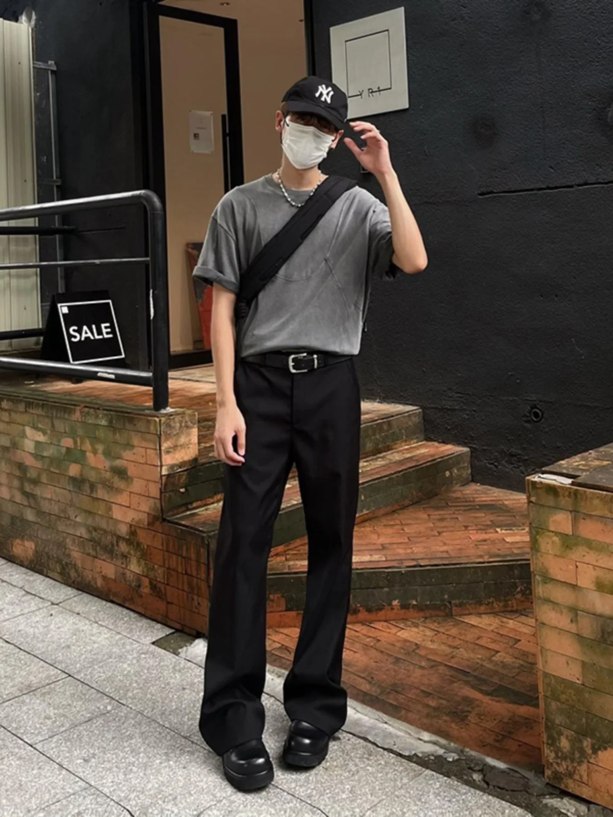 

Cleanfit High Street Vibe Bla Men's Casual Pants Summer Drapey Straight Leg Trendy Brand Long Trousers Youth Wear