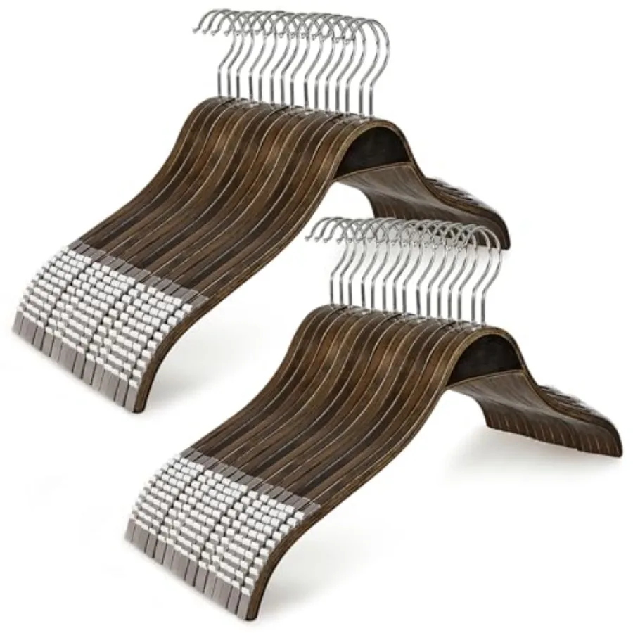 

Тонкие деревянные вешалки с ультрамягкими нескользящими резиновыми накладками, 30 штук, высококачественные модные вешалки без деформации плеч для свитеров и майок