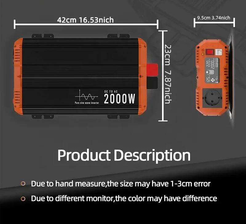 brand inverter 2000w pure sine wave DC/AC power converter with OEM produce