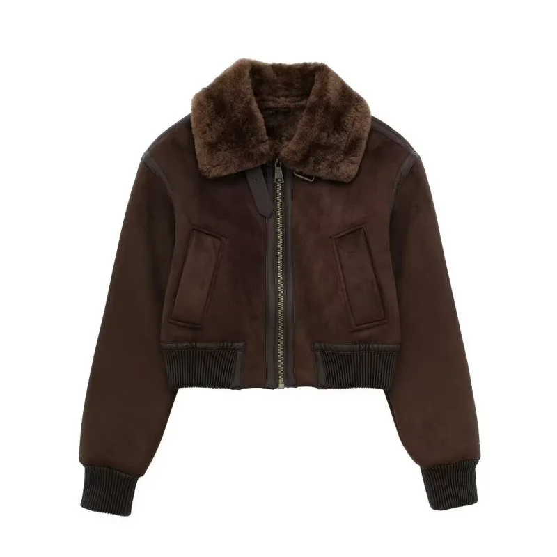 2024 autumn and winter European and American cross-border women's clothing street fashion double-sided jacket jacket top