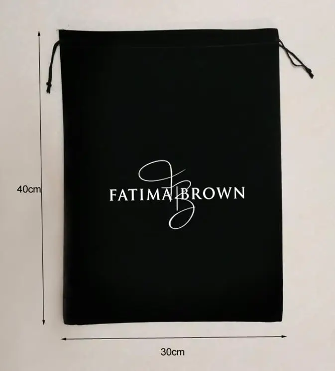 

50 Pieces 30x40cm Big Size Black Velvet Bags Drawstring Gift Pouches Screen Printed With White Color Logo Custom Logo