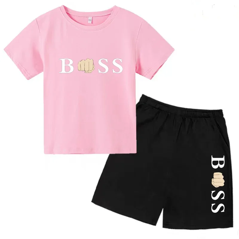 Kids 3-13YT T-shirt Brand Clothing Print Boy/girl Baby Short Sleeved Top+shorts 2P Birthday Gift Sports Party Travel Leisure Set