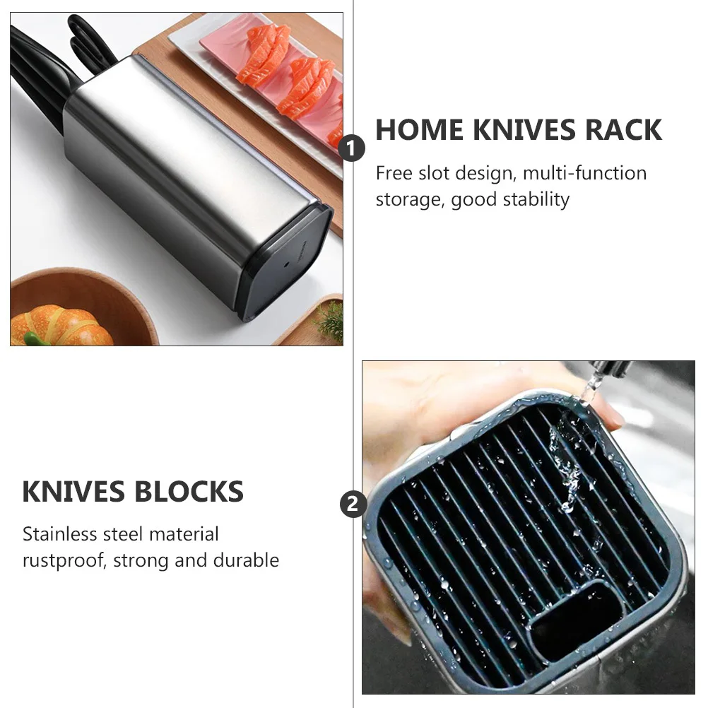 

1Pcs Stainless Steel Knives Holder Kitchen Cutter Storage Rack Rustproof Practical Knives Block Home Kitchen Rack