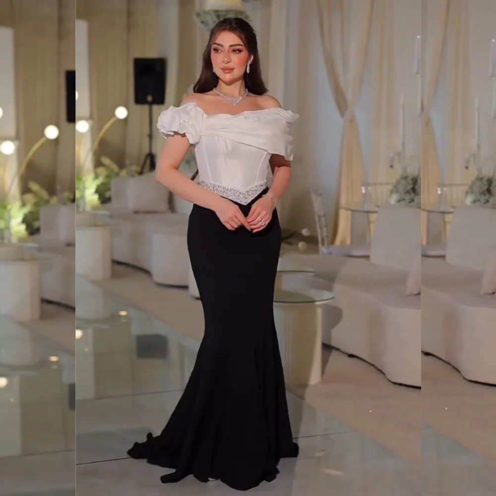 

Customized Jersey Pleat Sparkle Temperament Mermaid Off-the-shoulder Long Dresses Bespoke Occasion Woman Elegant Party Wedding