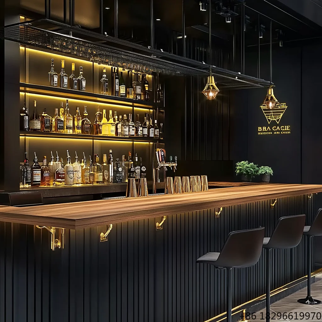 

Modern Wood Bar Counter for Home Living Room Hotel Industrial Restaurant Pub