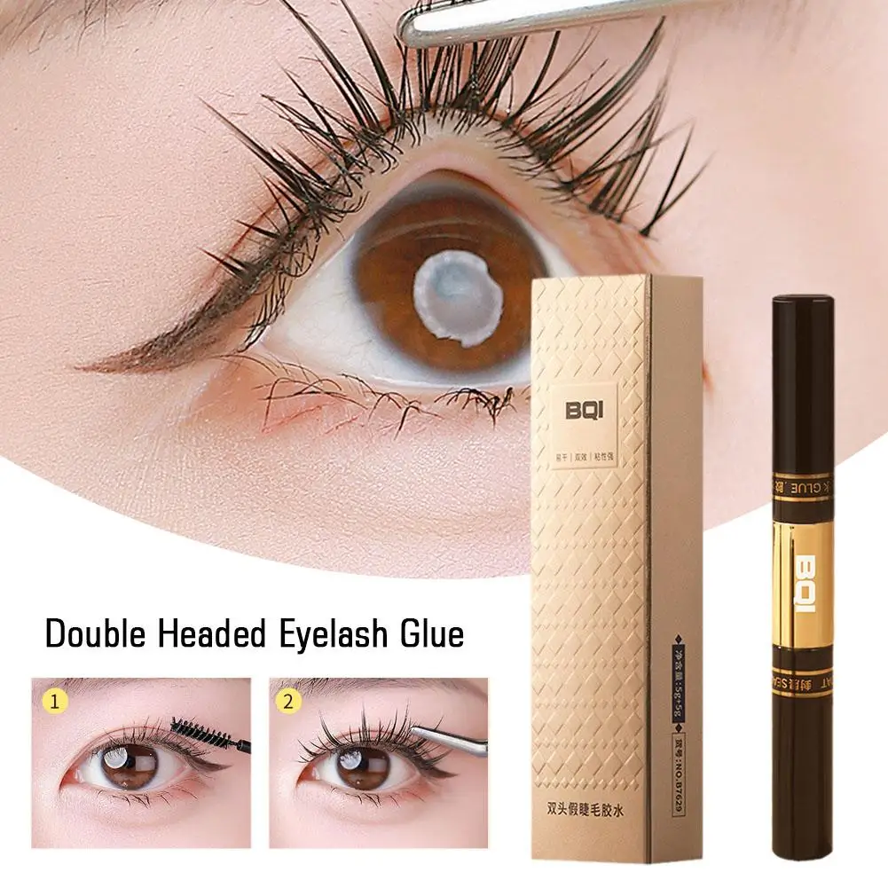 Colle à cils noire à double tête, mascara durable, joint de liaison, revêtement imperméable, bain de cils, maquillage, imperméable à séchage rapide, C G0X5