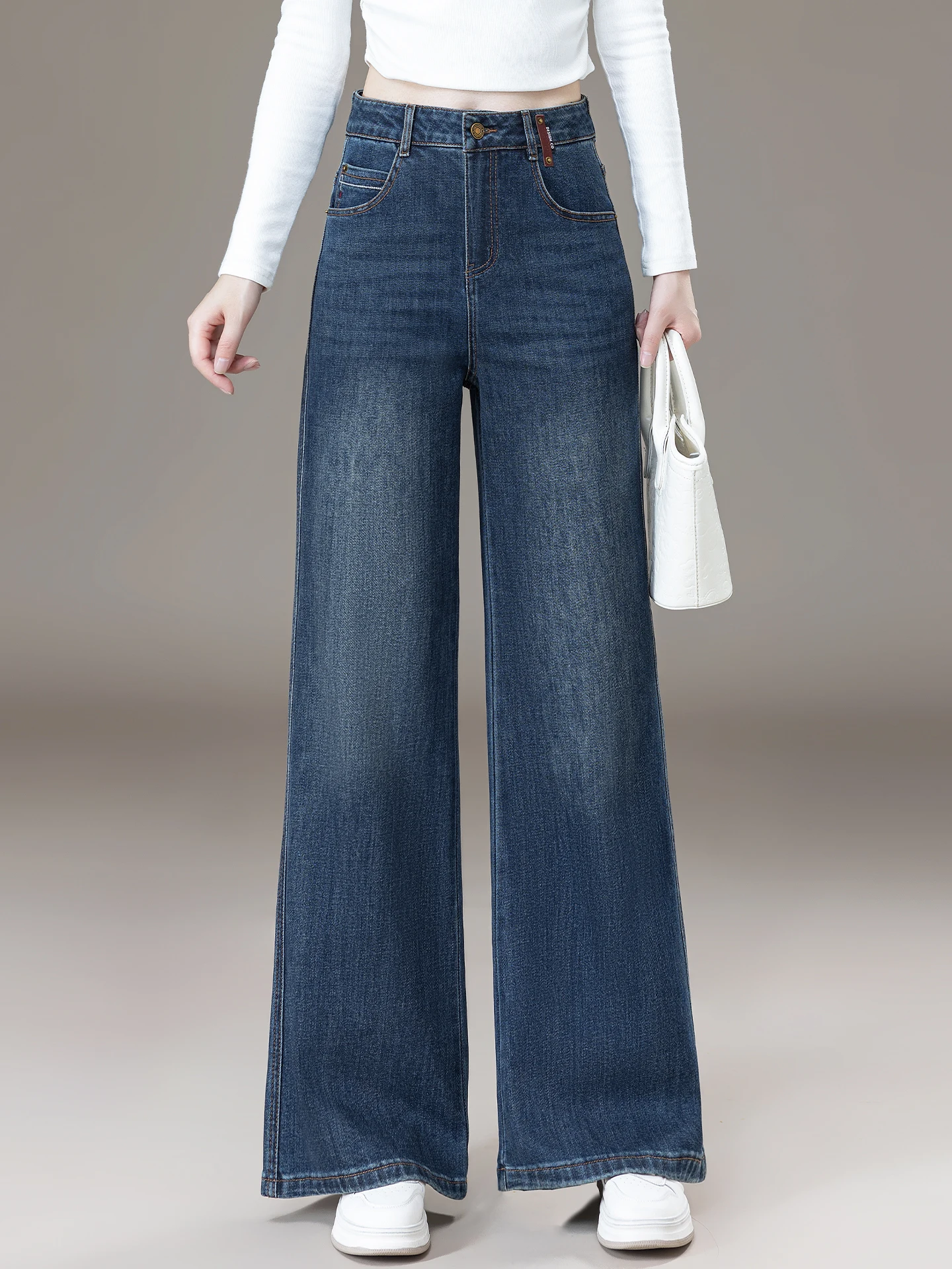 

High Waist Wide Leg Jeans Women's Spring Autumn Slim Fit Straight Cut Pants Casual Comfortable Soft Stretch Denim Skinnies