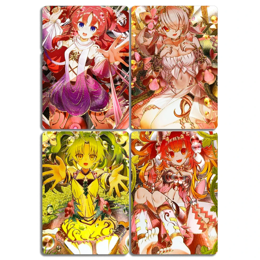 

Yu-Gi-Oh DIY 4PCS Traptrix Mantis Genlisea Vesiculo Nepenthes Texture Refractive Glitter Boys Board Game Battle Collection Card