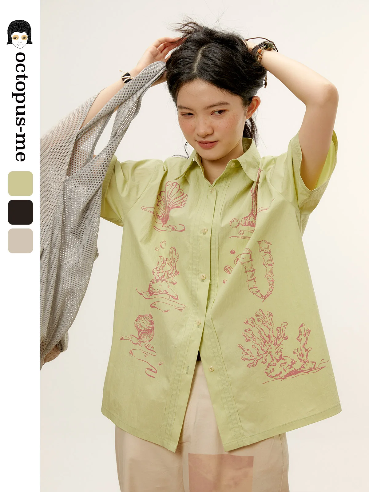 

Octopusme Hawaiian Port Sle Women's ort Sve irt Summer Floral Design Loose Fit Cotton Blend Button up Top