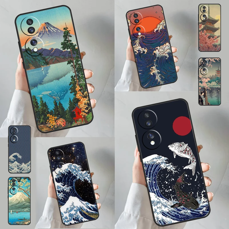 Japanese Wave Art Phone Case For Honor X8b X9b X8 X9 X6a X7a X8a X9a Honor Magic 6 Pro 5 Lite 50 70 90 Cover