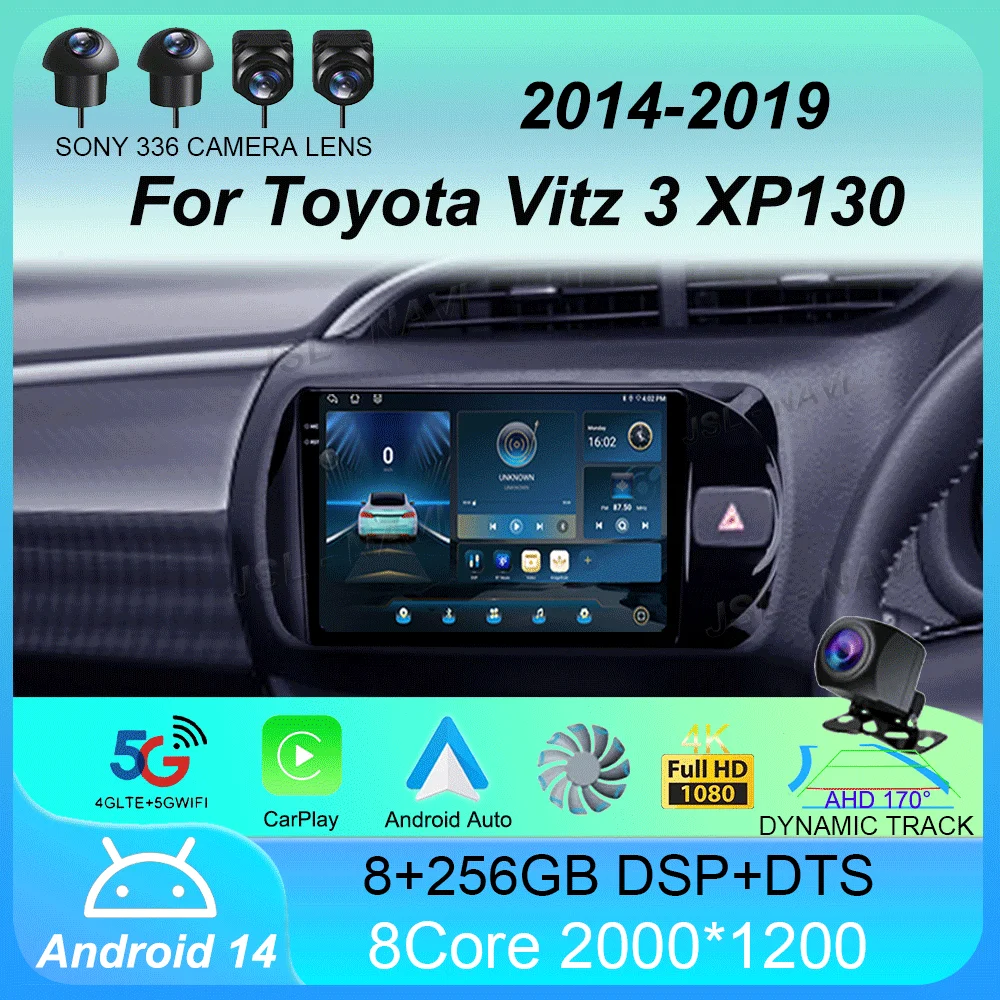 

Автомобильный радиоприемник Android 14 Carplay для Toyota Vitz 3 XP130 2014 2015 2016 2017 2018 2019 Мультимедийный видеоплеер Навигация GPS Стерео