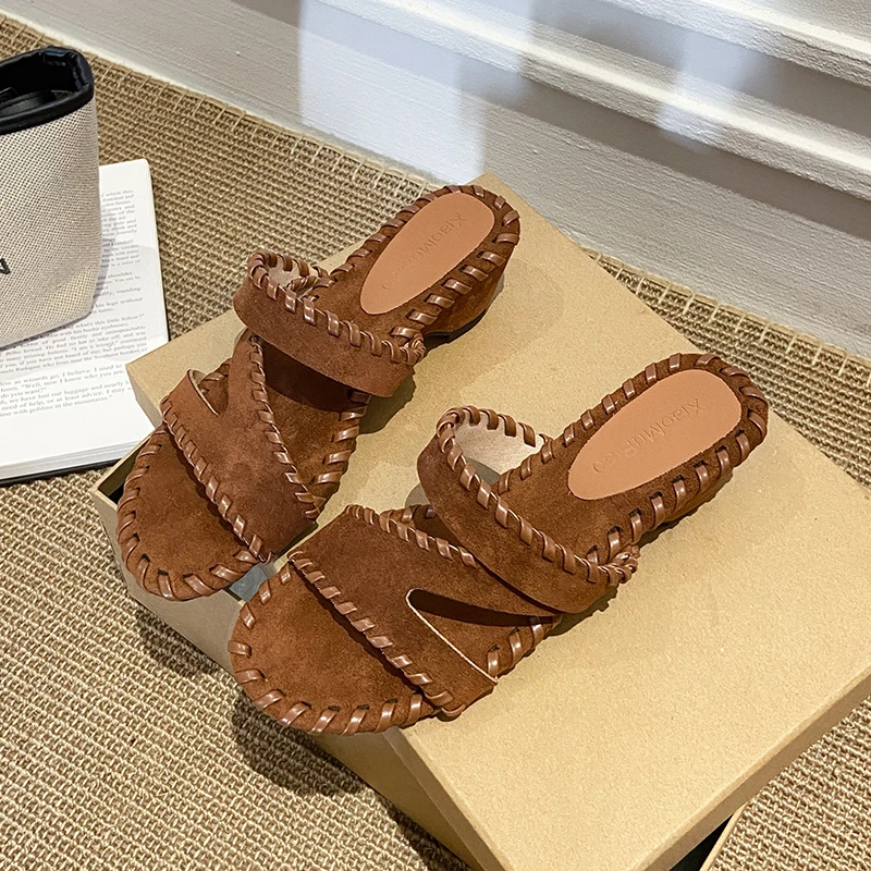 Mens Fashion Zapatos - ソリッドウィーブ レディース サンダル ファッション スリップオン 女性用