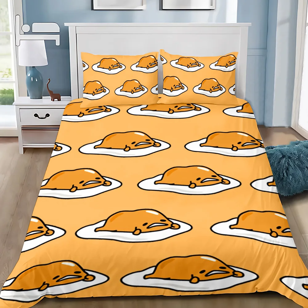 Funny Gudetama Lazy Egg Duvet Cover Pillowcase Bedding Set Adult Boy Girl Bedroom Decoration Children Single Double Large Size