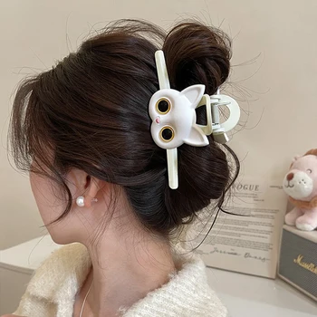 Une grosse épingle à cheveux mignonne en forme de chat, une grosse épingle à cheveux à l’arrière de la tête de la femme, une pince en forme de requin, une pince à pince à cheveux 8 meilleures pinces à cheveux pour chat en vente - No 2