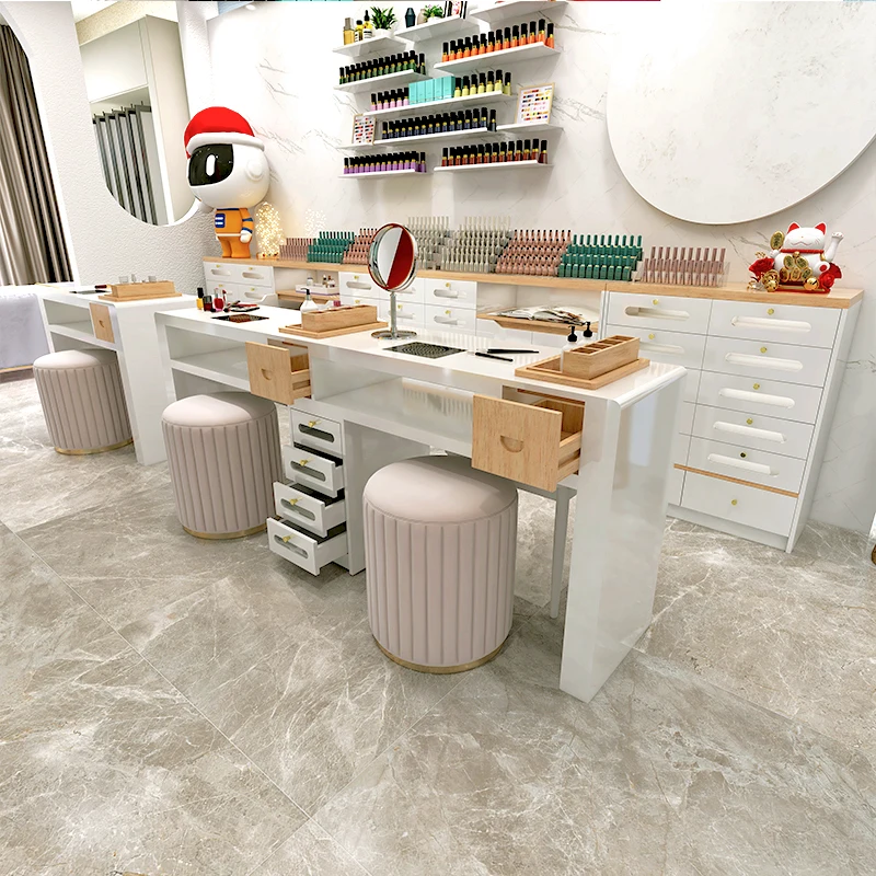

Professionl Nail Table Drawers Display Luxury Manicurist Tables Equipment Design Mesa De Manicure Salon Home Furnishings