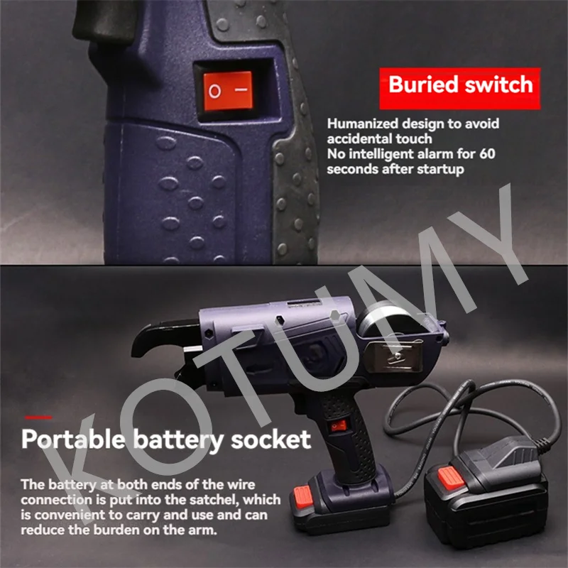 Mesin Pengikat Rebar Tingkat 7-34Mm 12V 4500MAh Pengikat Rebar Otomatis dengan Tang Kawat Baterai Mesin Pengikat Listrik
