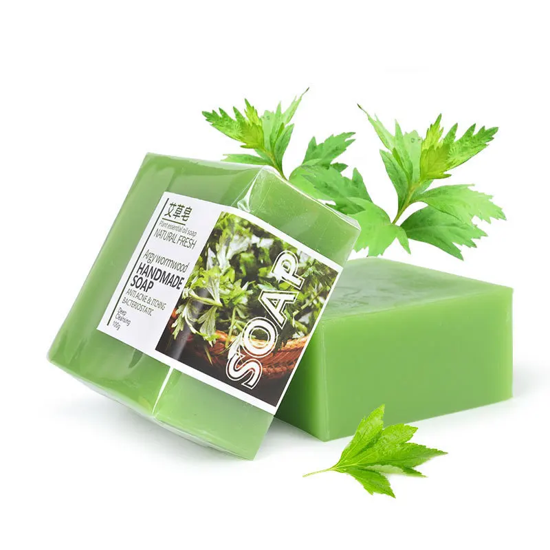 African handmade soap anti itching antibacterial moisturizing cleansing mugwort soap bathing facial cleansing mite elimination