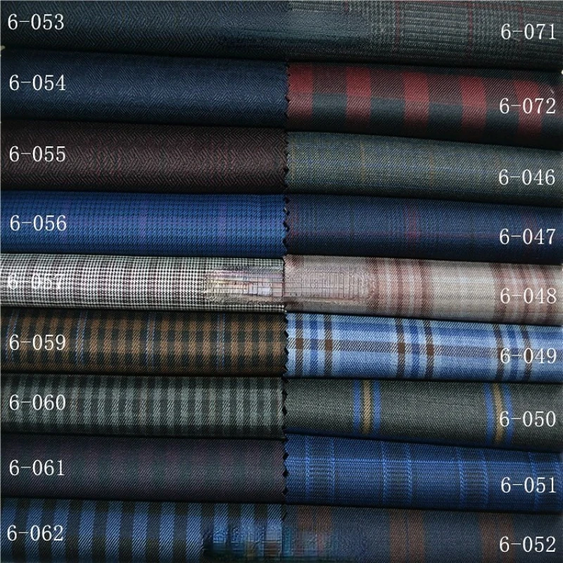 1.5m atiku fabric for men top quality High-End Suit Fabric Worsted Dark Gray Blue Coffee Plaid Wool Suit Pants Skirt Fabric