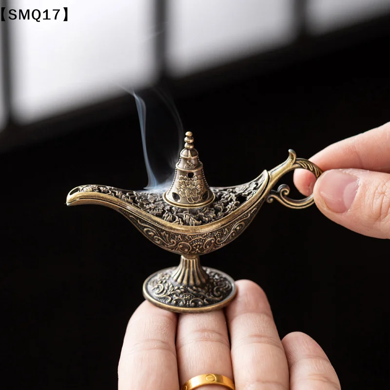Antique Style Lamp Metal Incense Burner Scented Unscented Candle Holder Home Decor Gift Arabic Incense Burner【SMQ】