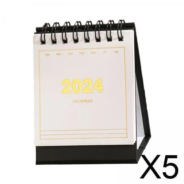 

5x Small Desk Calendar Desk Calendar,2024 Twin Wire Binding Calendar for Household Perfect Organisation Daily Scheduler,Desktop