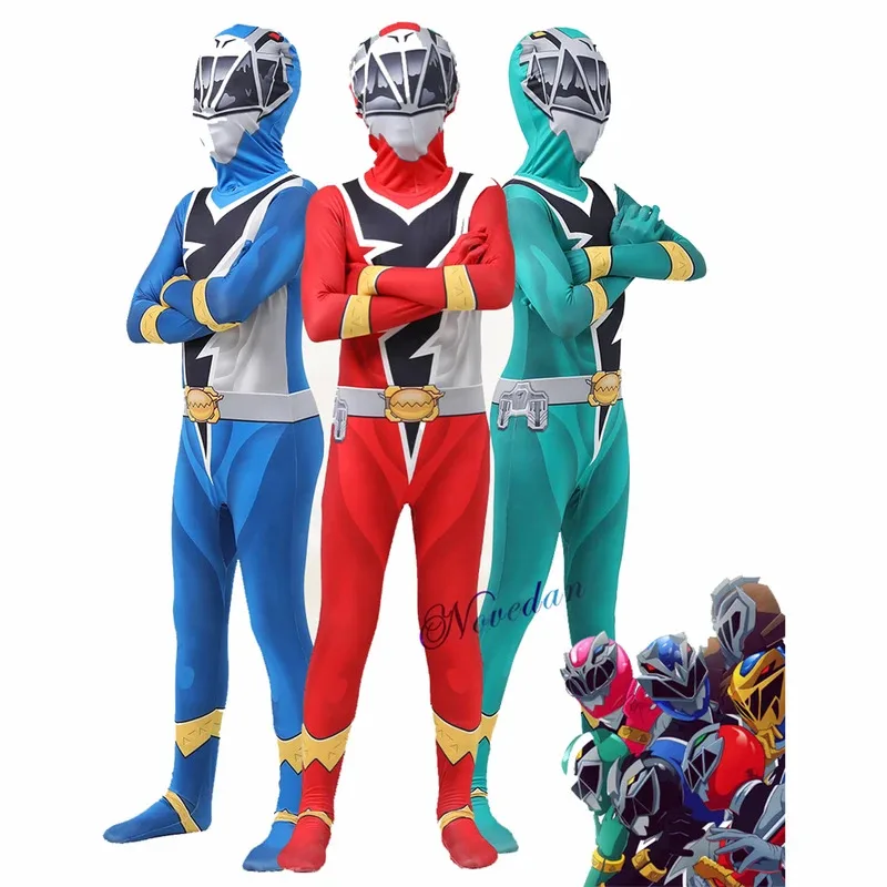 

Men Boy Power Superhero Kishiryu Sentai Ryusoulger Cosplay Rangers Costume Kids Jumpsuit Zentai Suit Halloween Costume Mask