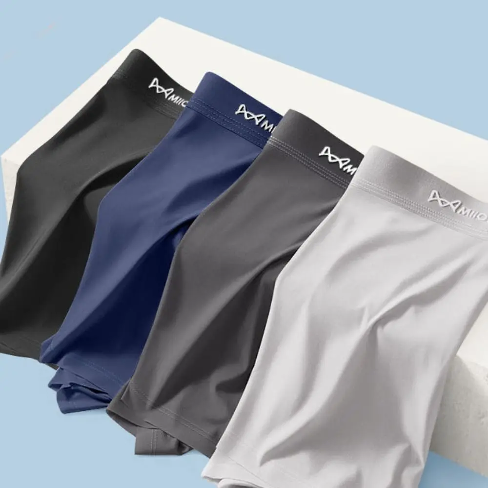 

4Pcs Breathable Modal Men's Flat Panties Mid Waist Large Size Sporty Boxers Shorts Seamless Elastic Men's Underwear Gifts