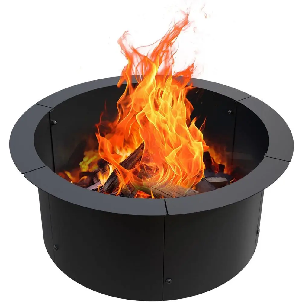 

27.5 Outdoor Metal Fire Pit Ring, 23.6 Inner Diameter, Suitable for Above or In-Ground Wood Burning Pits, Ideal for Patio and Ca