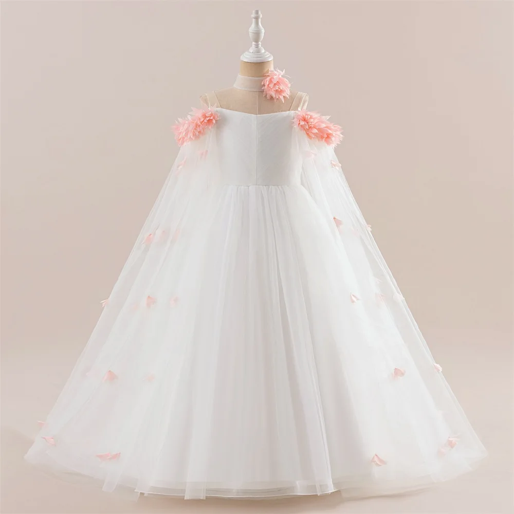 Flower Wedding Party Dress For Girls Kids Princess Tutu Dresses Girl Fashion Lace Birthday Clothes Summer Evening New Prom Gown