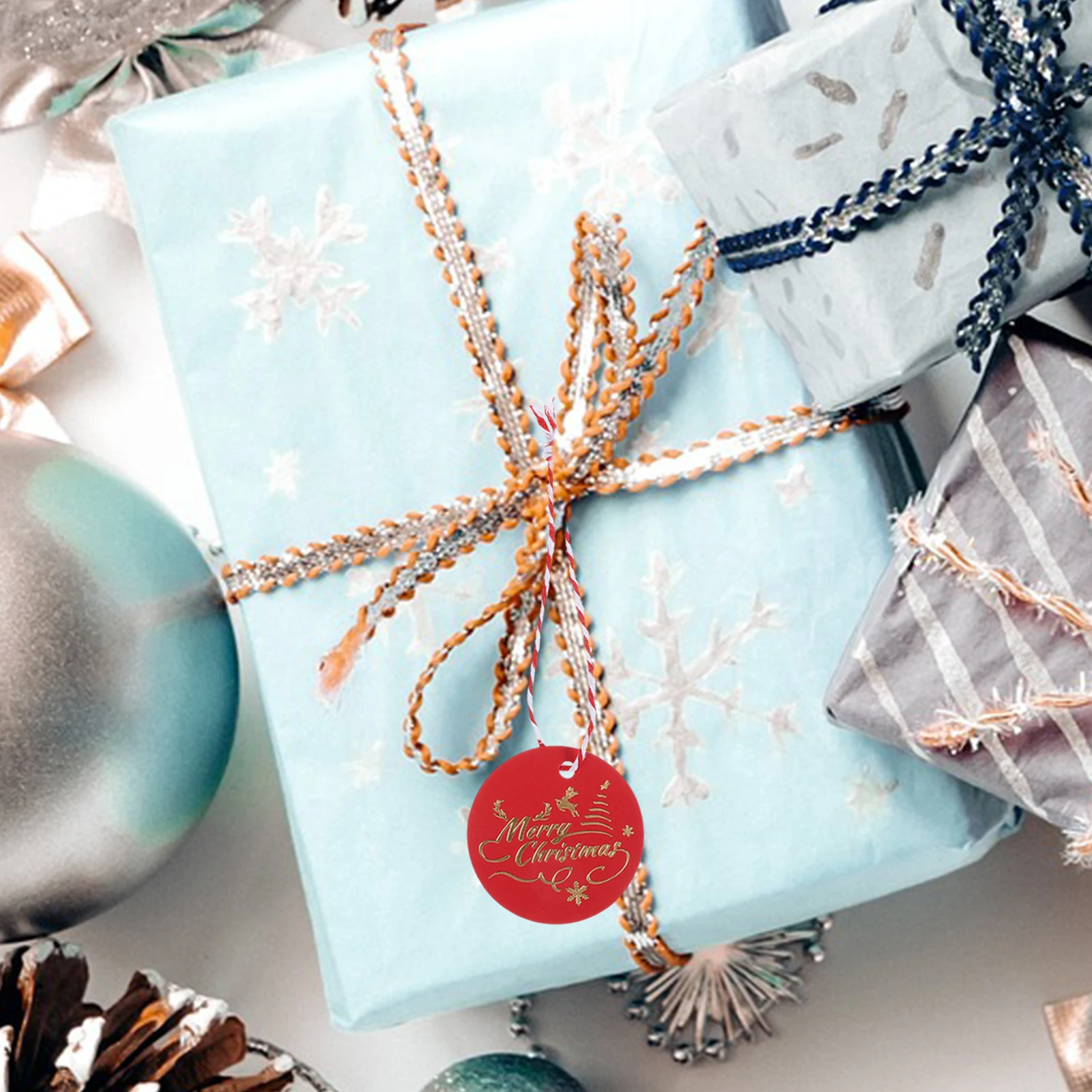 

100 Pcs Tag Gift Wrapping Christmas Labels Decorations Diy Hanging Decorative Tags for Gifts Red