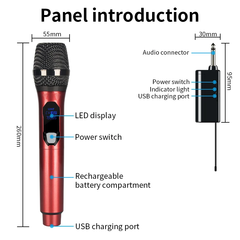 Wireless Microphone 2 Channels UHF Professional Handheld Mic Micro For Karaoke Meeting 50 Meters Sing Song KTV Singing