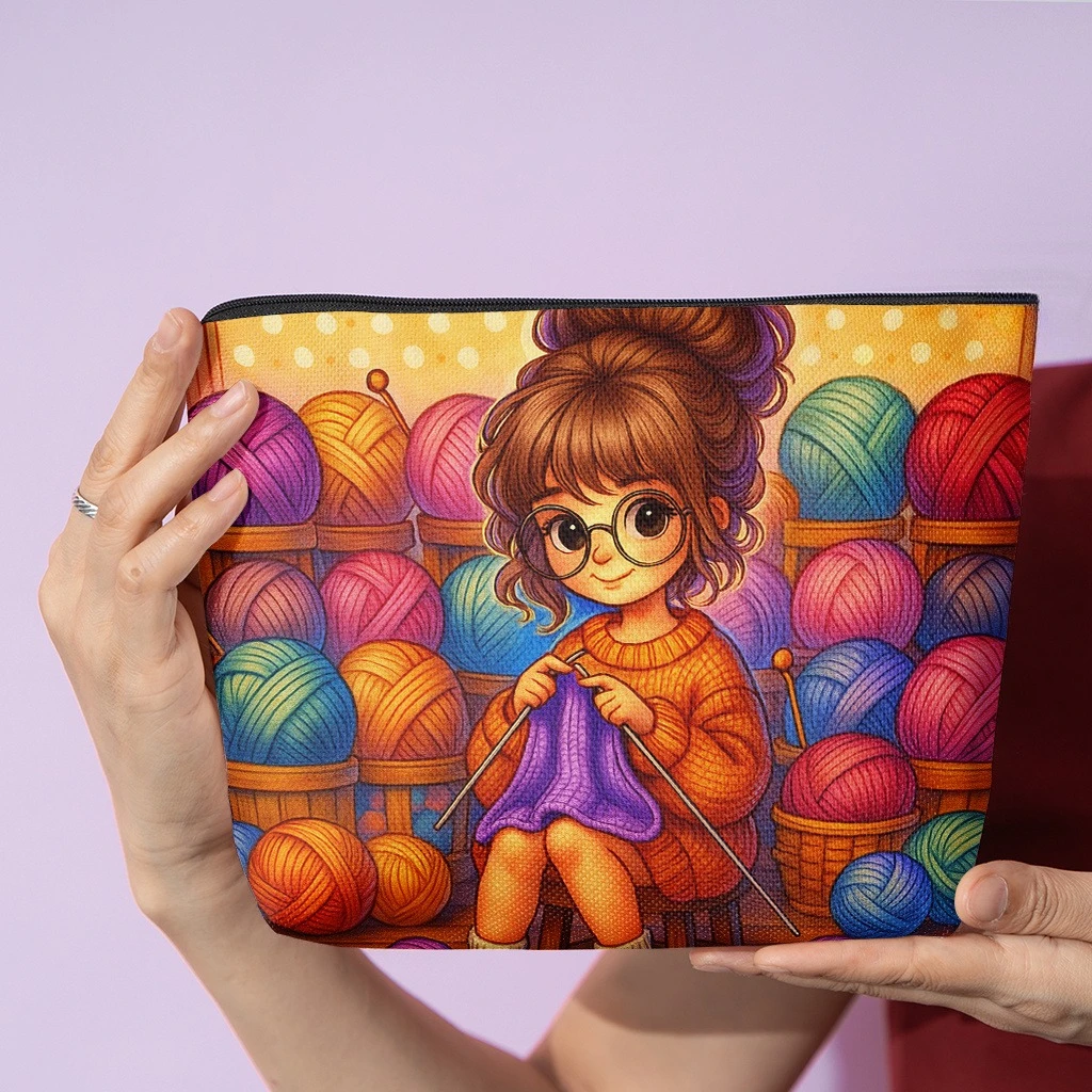 Cosmetic Bag 1pc, Enthusiastic Knitter, Stylish Zippered Wallets, Work Snack Bags, Skincare Product Organizers