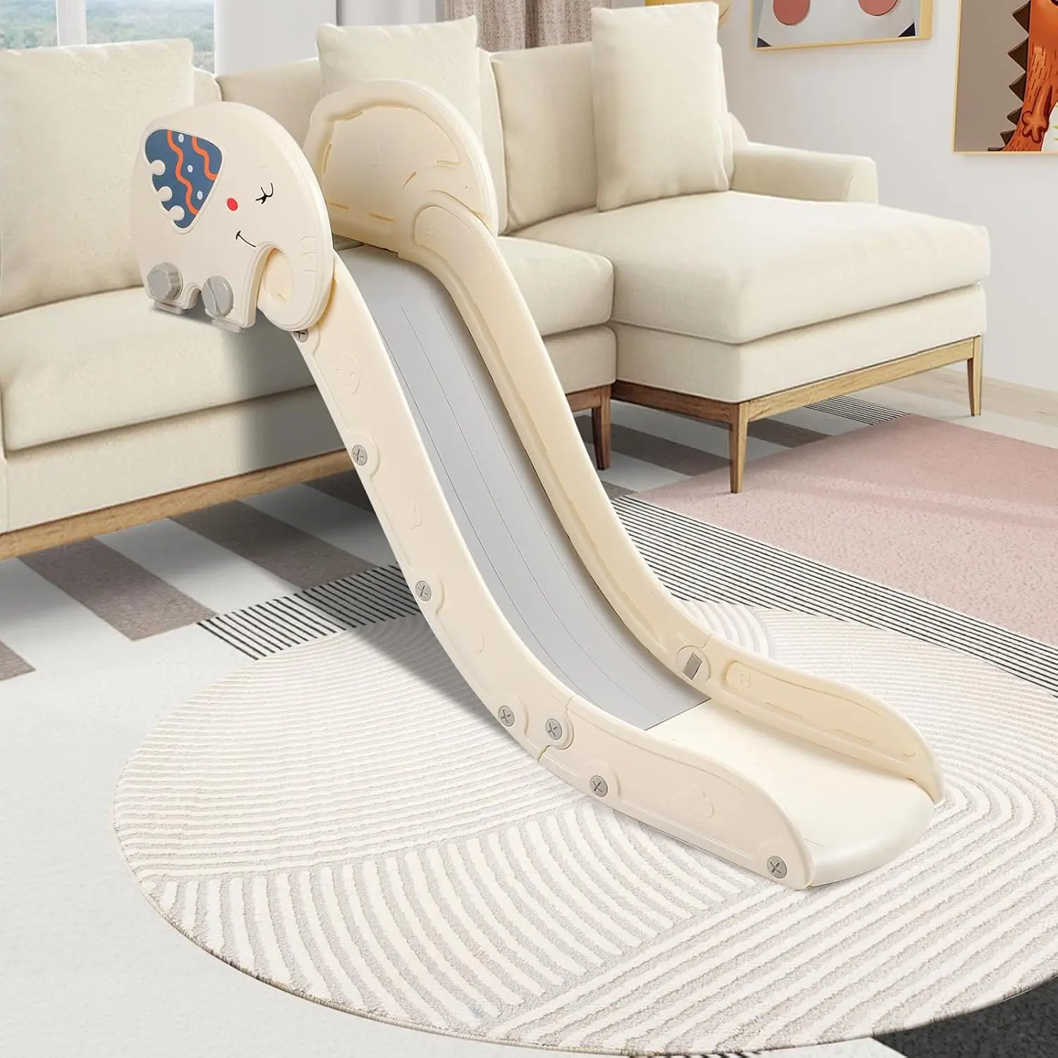 

Toddler Indoor Slide for Couch Sofa Bed Stairs, Safe Elephant Design, Ages 1-3