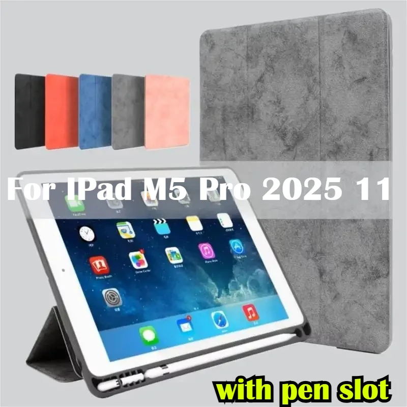 

Чехол-книжка в стиле ретро с мраморным узором для iPad M5 Pro 11 12.9 13 A16 11-го 10-го поколения, Air 13 11 4 5 10.5 10.2 7-го 8-го 9-го поколения, 9.7 Mini 7 с отсеком для стилуса