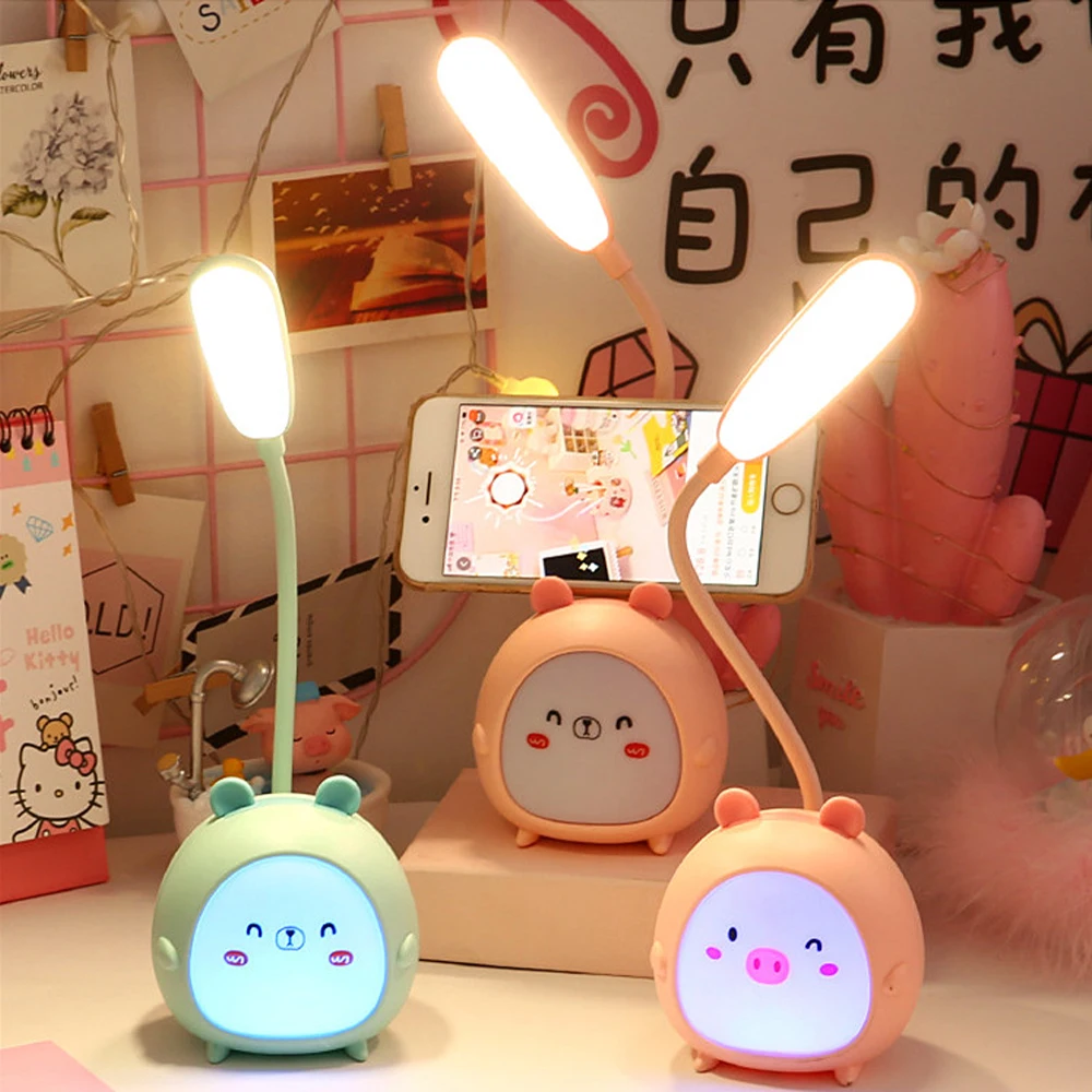 

LED New Cute Cartoon Children's Desk Lamp USB Home Bedroom Energy Saving Reading Study Girl Sleep Night Lights Birthday Gift