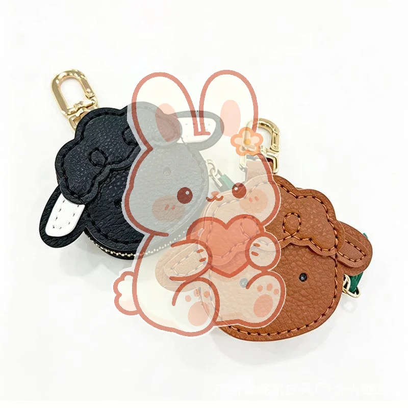 Sheep Shaped PU Leather Mini Coin Purse Keychain Scratch-resistant Durable Pouch for Bag Hanging Outdoor Daily Use