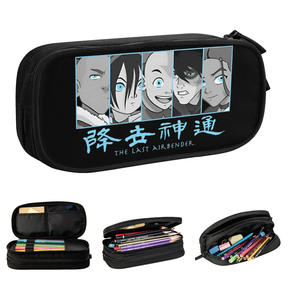 New Avatar The Last Airbender Kanji Group Pencil Case Pencilcases Pen Box for Student Large Storage Bag Office Gifts Stationery