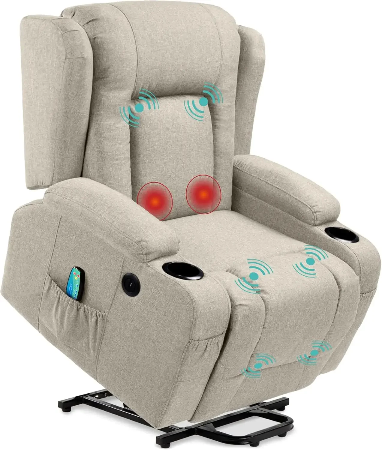 Choice Products Modern Linen Electric Power Lift Chair, Recliner Massage Chair, Adjustable Furniture for Back, Legs w/ 3 Positio