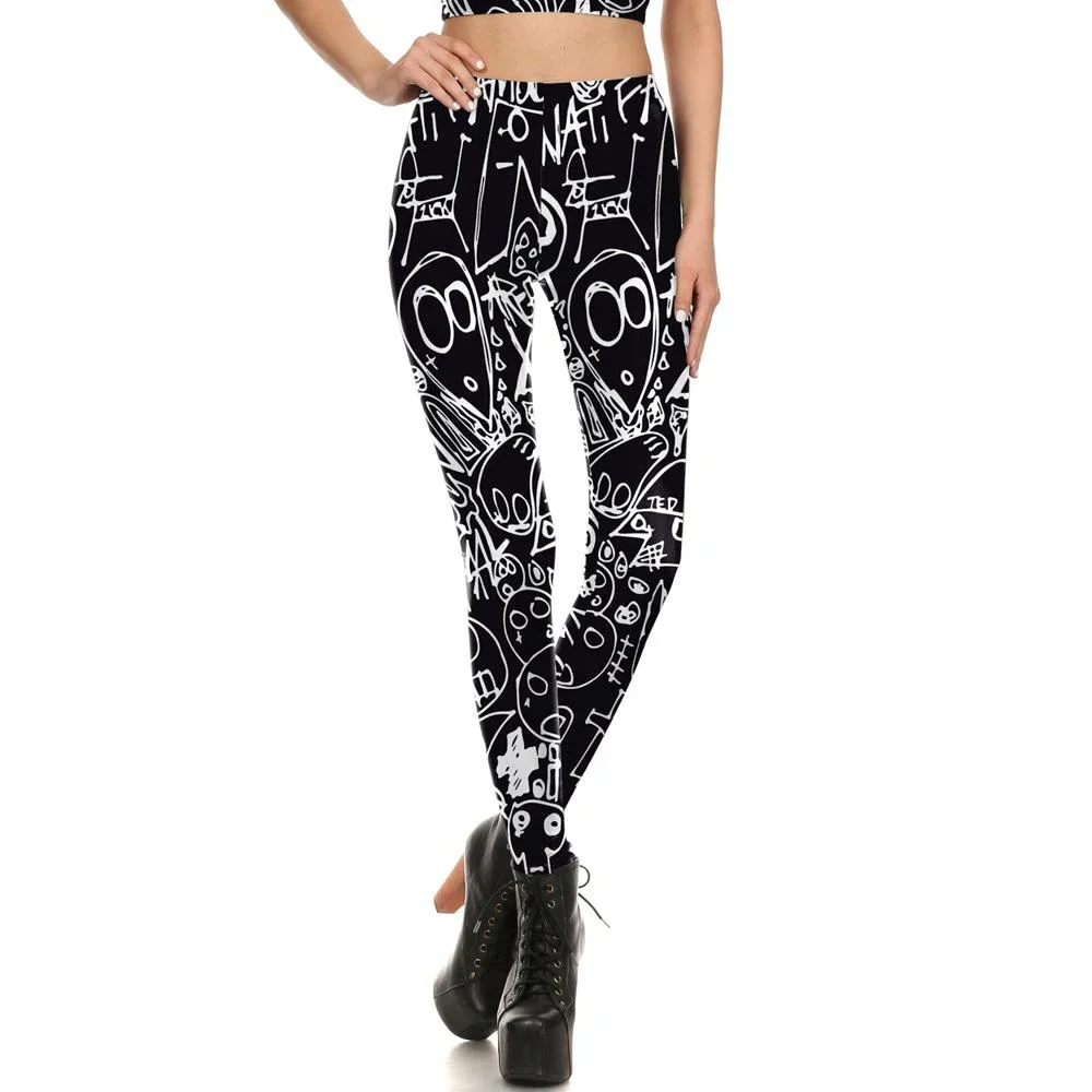 Leggings con estampado de calavera para mujer, pantalones de Cosplay de gato, entrenamiento elástico para Fitness, medias sexis para niñas, pantalones con parte inferior de LICRA