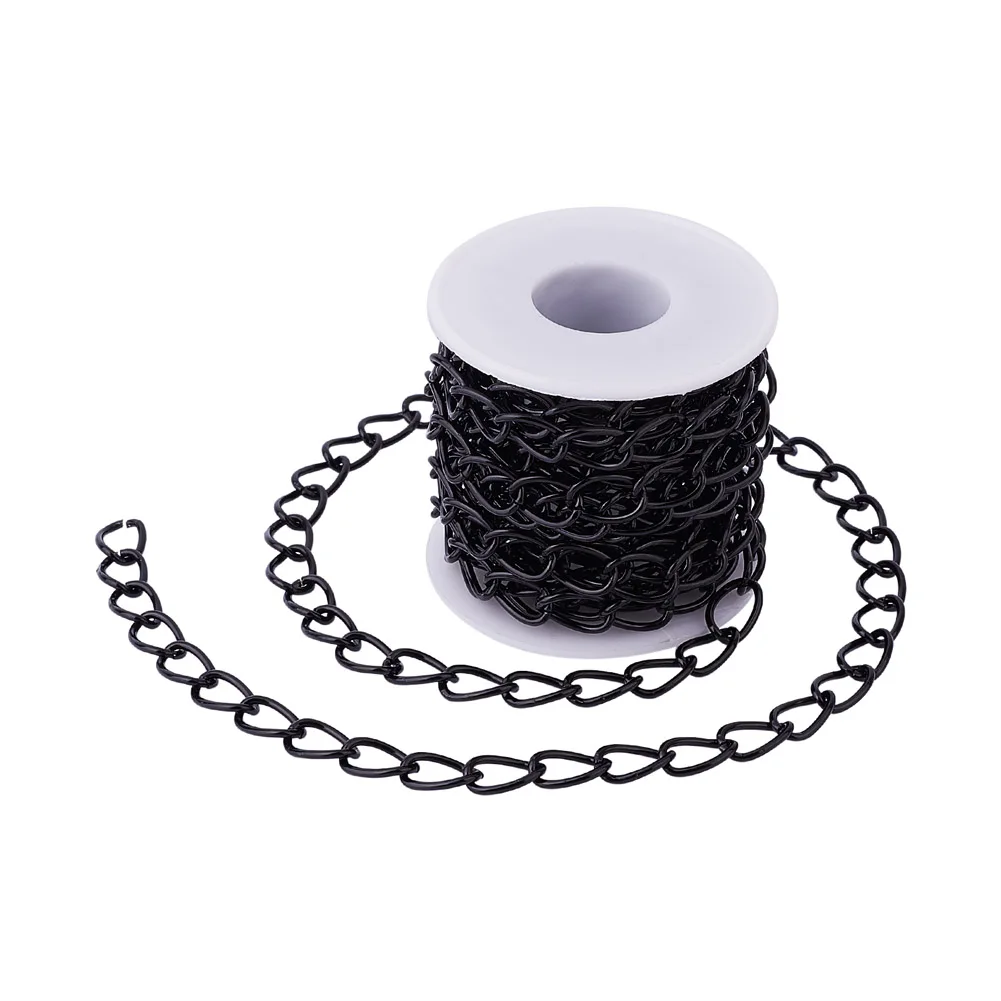 

5M/Roll Black Aluminium Twisted Curb Chains Unwelded Link Chain for DIY Jewelry Making Necklace Bracelet Handmade Accessories