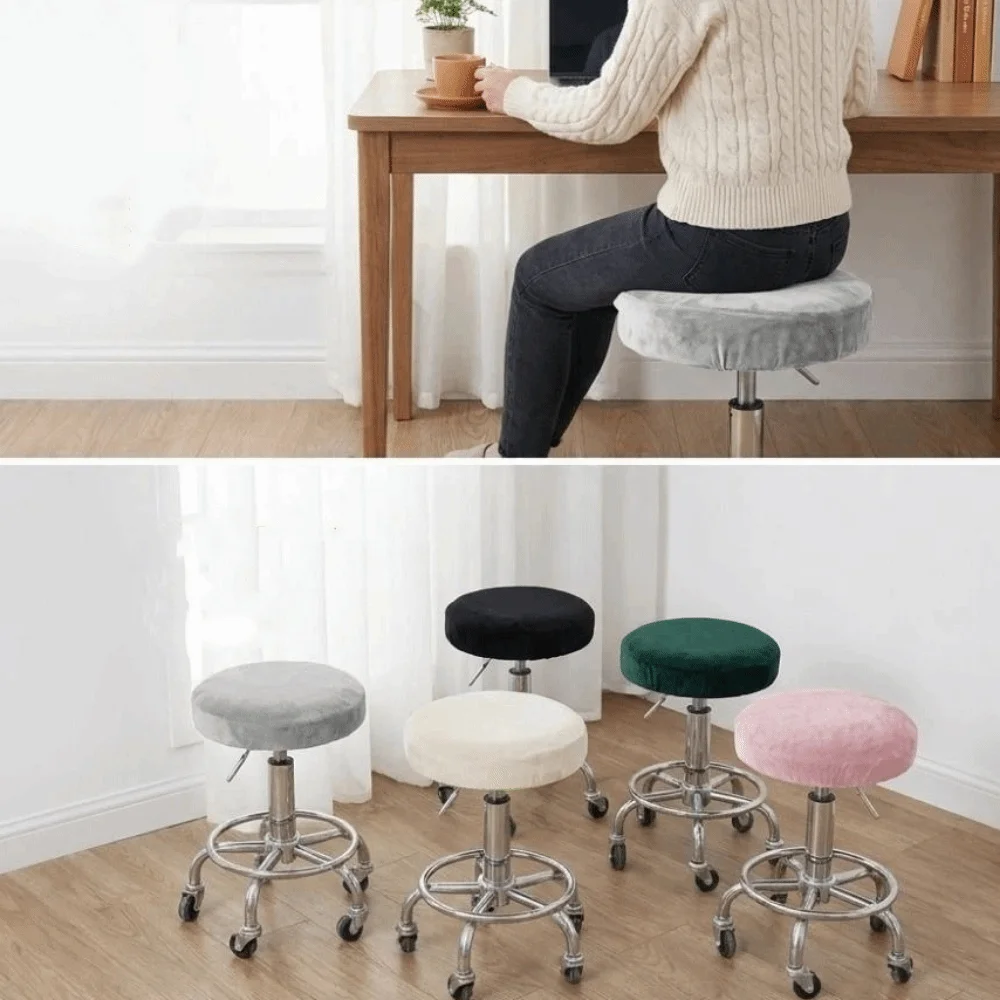 Universal Breathable Bar Round Stool Cover Elastic Thickened Seat Protector Removable Washable Swivel Chair Cover Home Decor