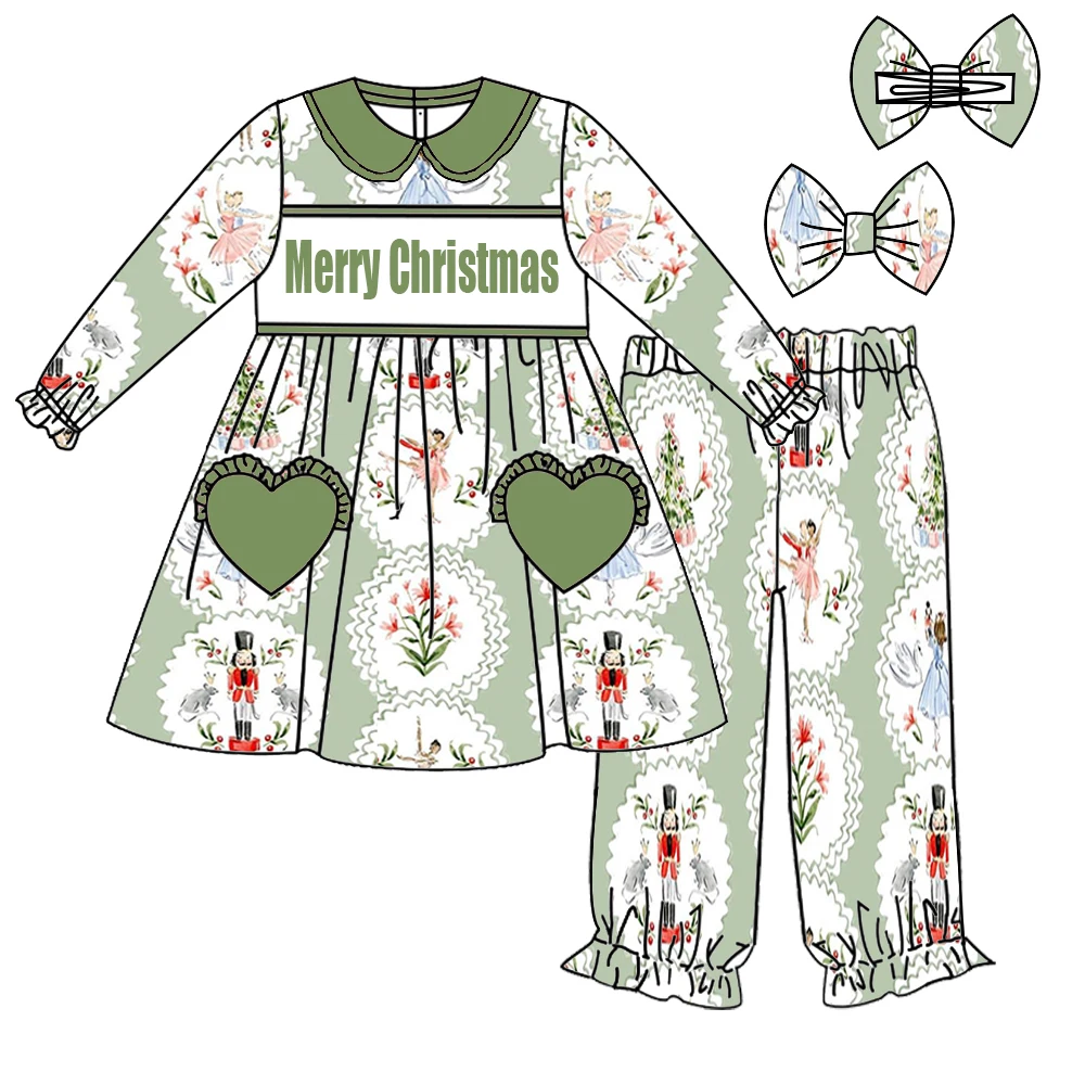 

Baby Girl Clothes Kids Christmas Pyjamas Long Sleeves and Pants Girls Pajama Set Cartoon Soldier Print