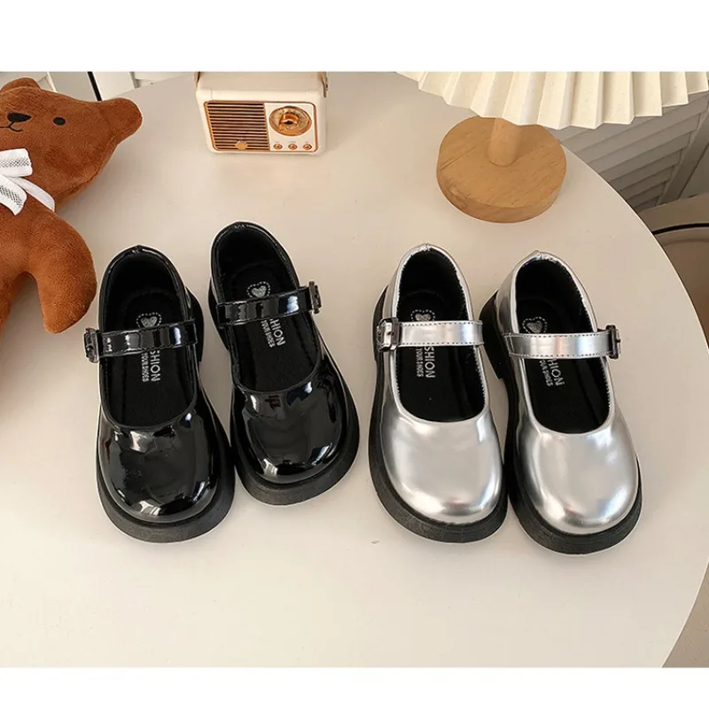 

Spring Autumn Children's Leather Shoes with Bowknot Versatile Girls Fashion Mary Jane Shoes Causal Patchwork Kids Princess Shoes