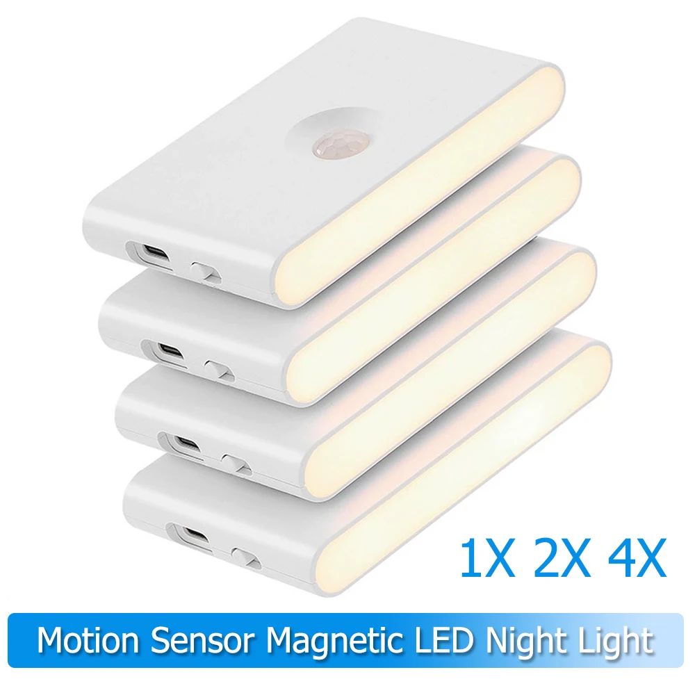 

Motion Sensor Led Night Light Wireless Magnetic Smart Type-c Charging 2700k 0.2w 300amh Abs Warm Hallway Lights Corridor Bedroom