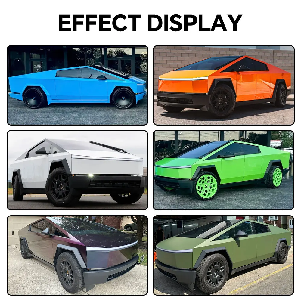 For Tesla CyberTruck 2024-2026 PVC Pre-Cut Vinyl Color Film Matte Satin Dark Dragon Magic Red Protective Body Color Anti-Scratch