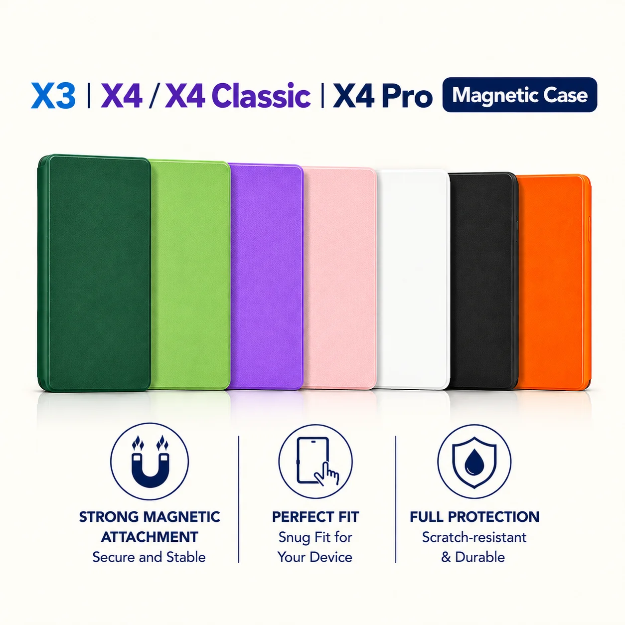 XTEINK Magnetic Case for X3 X4 Classic X4 Pro E-Reader Slim Shockproof Protective Cover, Strong Magnetic Design, Multiple Colors