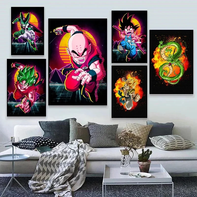 Canvas Prints Anime Dragon Ball Poster Goku Bulma Kame Sennin High Quality Art Decoration Paintings Home Wall Stickers Poster