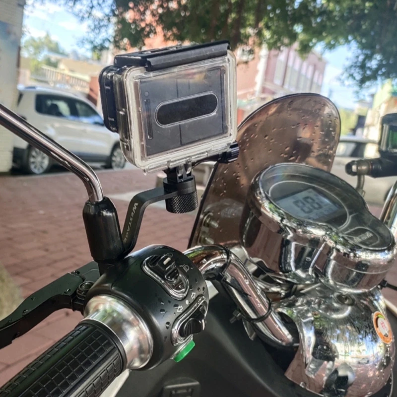 

Motorcycle Rearview Mirror Camera Mount For Navigation & Filming 11mm Mount Hole