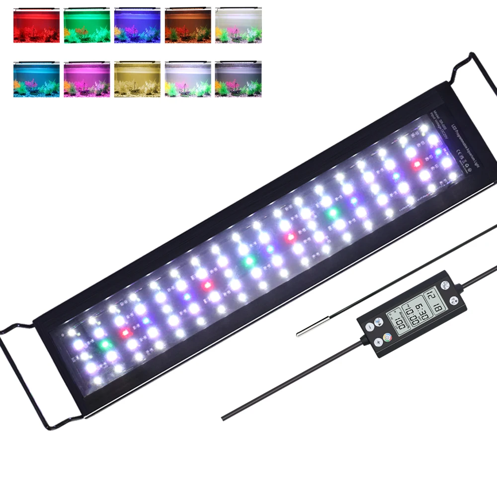 

Aquarium 24/7 Cycle LED Lighting Light With LCD Monitor And Thermometer Memory Function Fish Tank Light 48-54 Inch Planted Tank